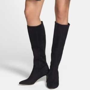 Cole Haan Tall Cushioned Suede 2.5" Heel, Engineered Stretch Pull-On Boot Sz 8B